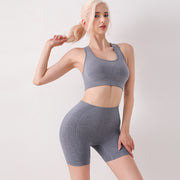 Women’s Seamless Sports Bra and High-Waist Biker Shorts 2-Piece Set