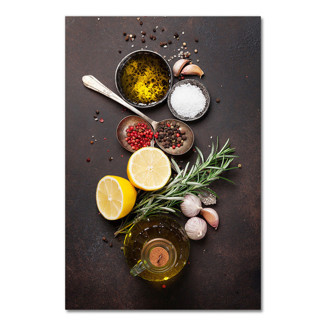 Kitchen Wall Art – Vanilla & Spice Themed Canvas Painting for Home & Restaurant Decor