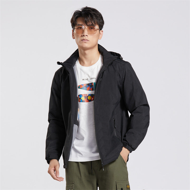 Couple Windproof Single-Layer Jacket & Fleece-Lined Padded Overalls Set
