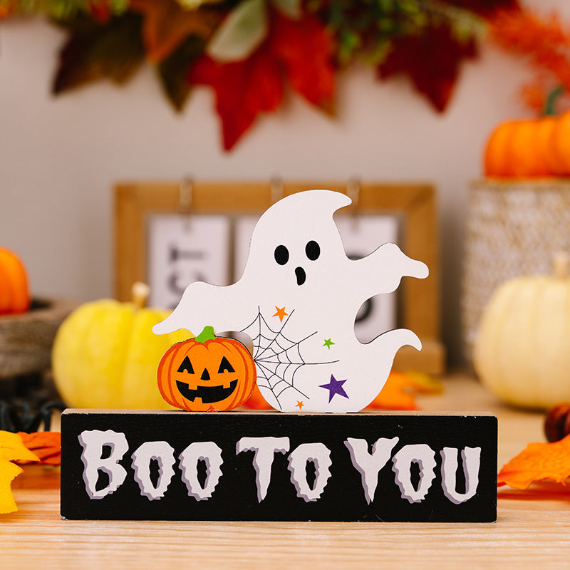 Halloween Decorations Ghost Festival Dwarf Pumpkin Wooden Decoration