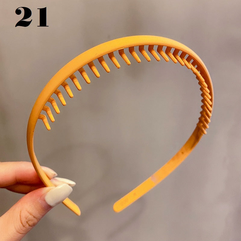 Simple Serrated Non-slip Solid Color Hair Headband