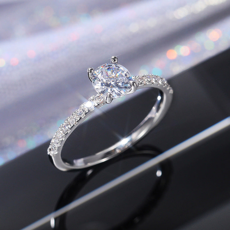 European And American Simple Zircon Engagement Wedding Ring