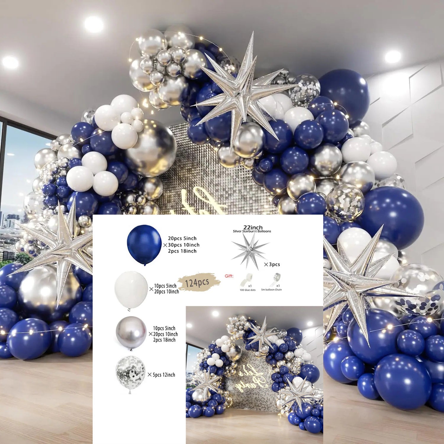 Explosion Star Thickened Balloon Chain Package Birthday Party Graduation Activity Arrangement Balloon