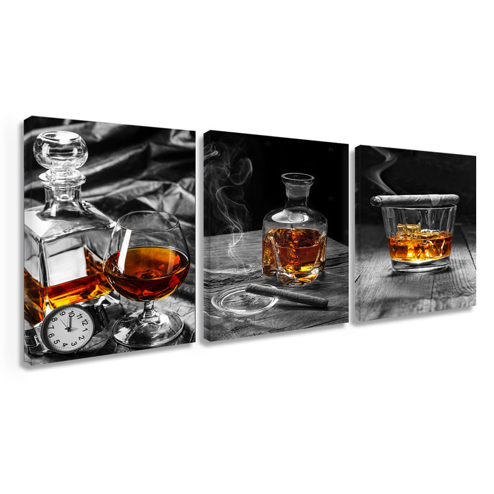 Vodka Wine Glass Still Life Triple Oil Painting Living Room Background Pendant