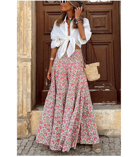 Lace-paneled Maxi Dress Rayon Positioned Floral Bohemian
