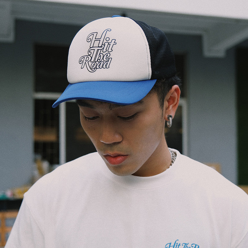 Retro Blue and White Matching Caps for Couples – Trendy National Style Hats