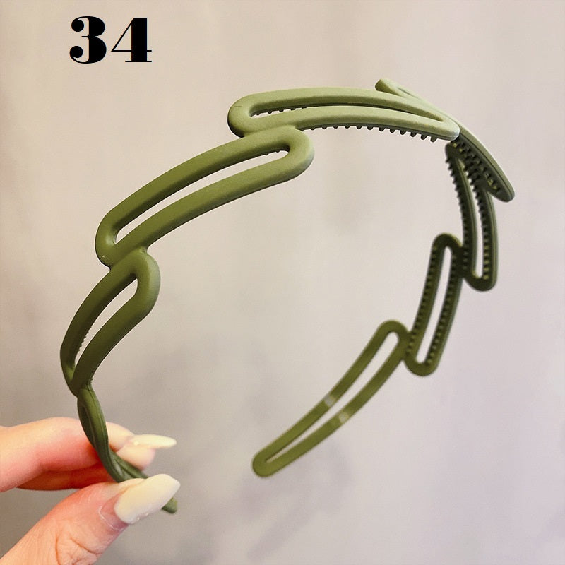 Simple Serrated Non-slip Solid Color Hair Headband