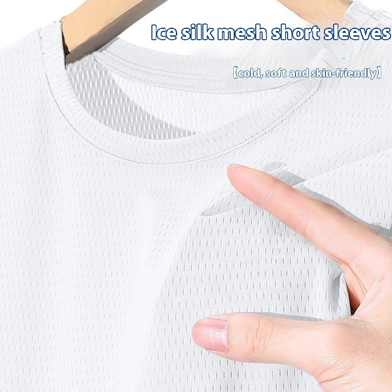 Ice Silk Mesh Short Sleeve Sports Casual