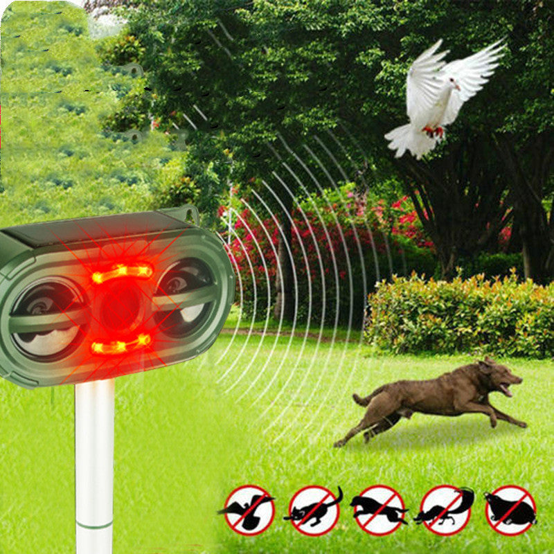 Solar Rechargeable Outdoor Ultrasonic Animal & Bird Repeller with Multi-Speed