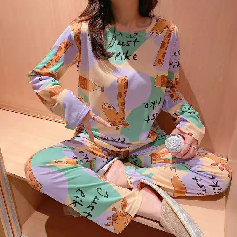 Cute Long-Sleeved Trousers Cartoon Student Pajamas Home Service Suit
