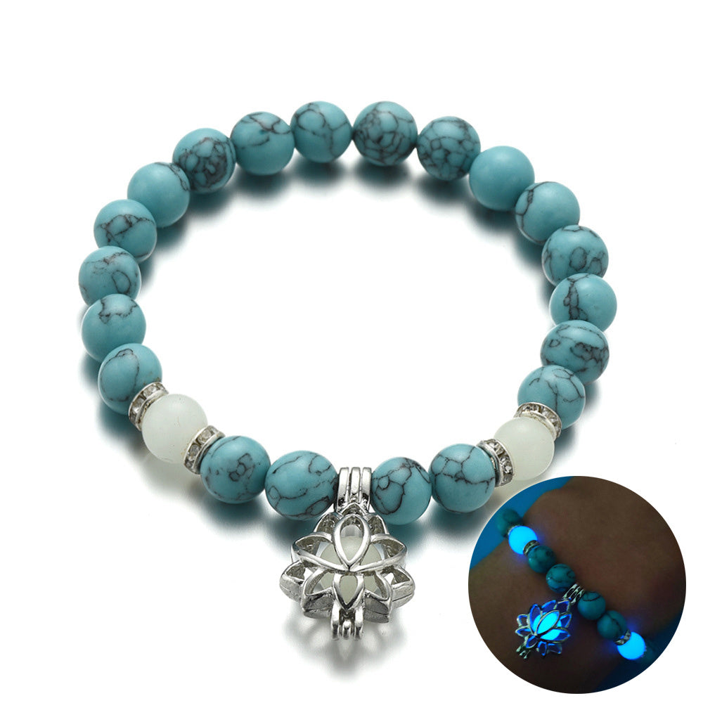 Unisex Glow Lotus Natural Stone Bracelet Yoga Healing