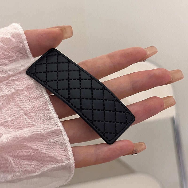 Classic Korean Style Simple All-match Diamond Plaid Fabric Edge Bang Hairpin Hair Accessories A Pair Of Hairclips Broken