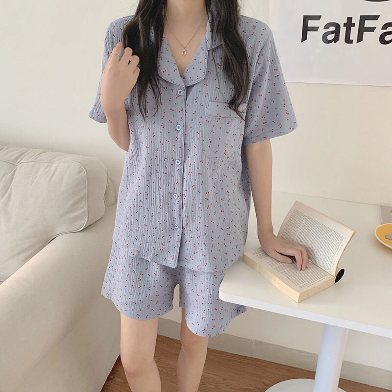 Womens Polyester Floral Two Piece Korean Loungewear Relaxed