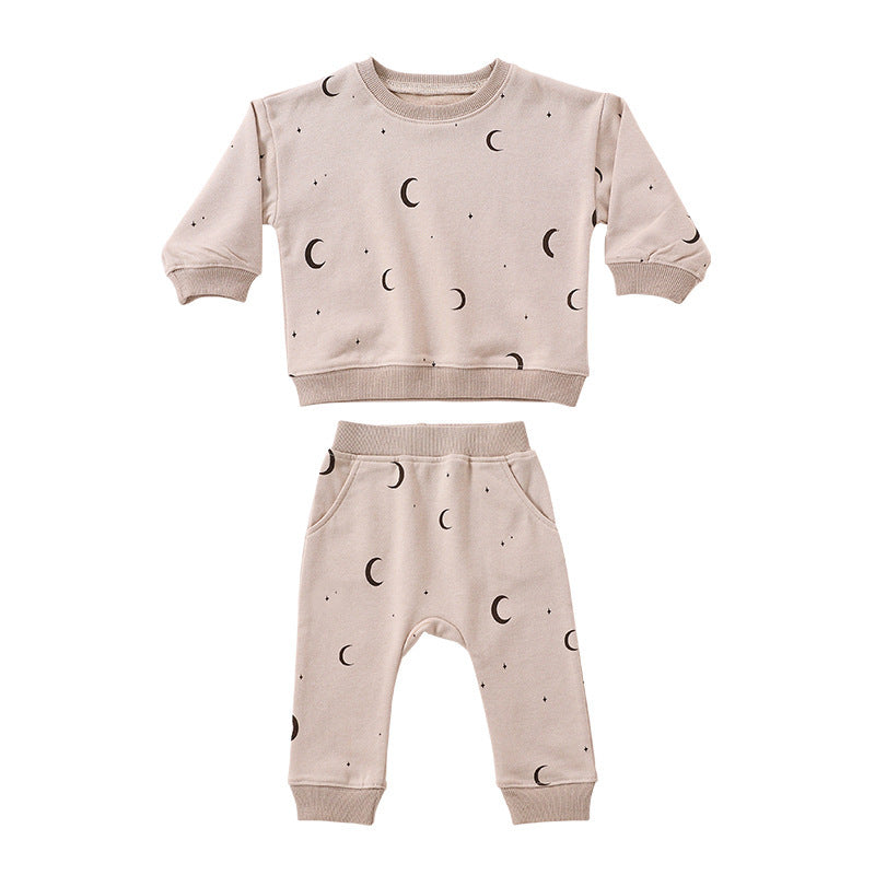 Printing Two-piece Casual Round Neck Loungewear Suit