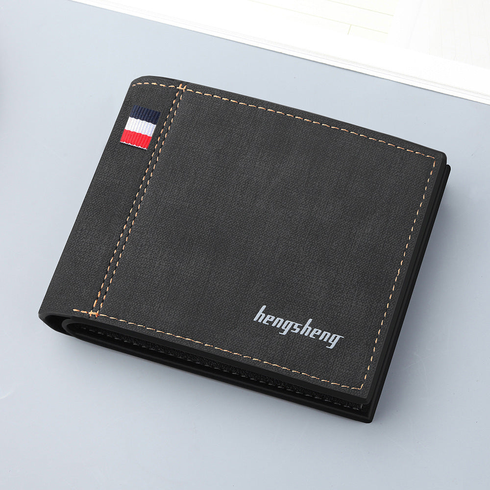 Men's Slim PU Leather Short Multifunctional Wallet Solid