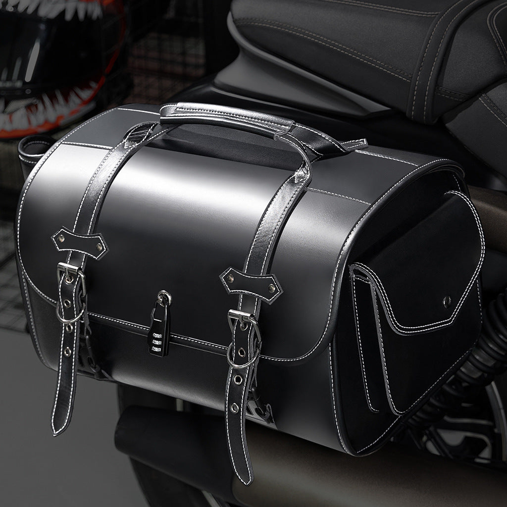 Cross-border Hot Sale Motorcycle Tail Coded Lock Of Bags And Suitcases Side Bag Prince Cruise Modified Side Bag Dark Punk