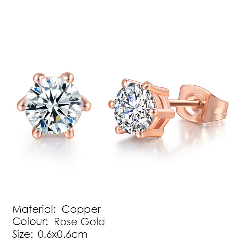 Classic Hot Selling Product Geometric Zircon Stud Earrings Fashion All-match Single Diamond