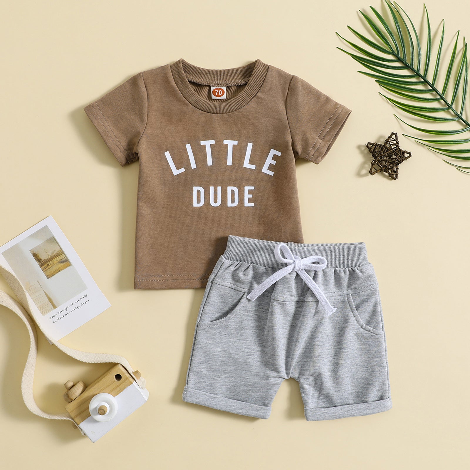 Kids Round Neck Cotton Letter Print Top And Pants Set
