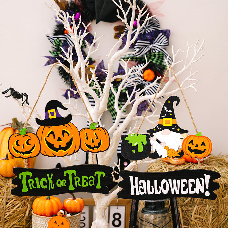 Halloween Decorations Pumpkin Wooden Pendant
