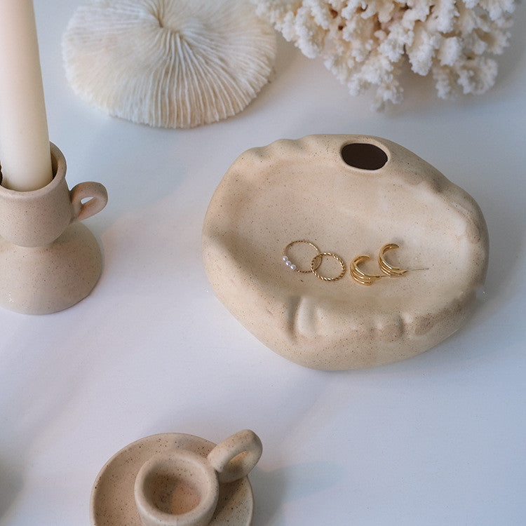 Retro Ceramic Plain Candlestick Ornament Nordic Style Simple