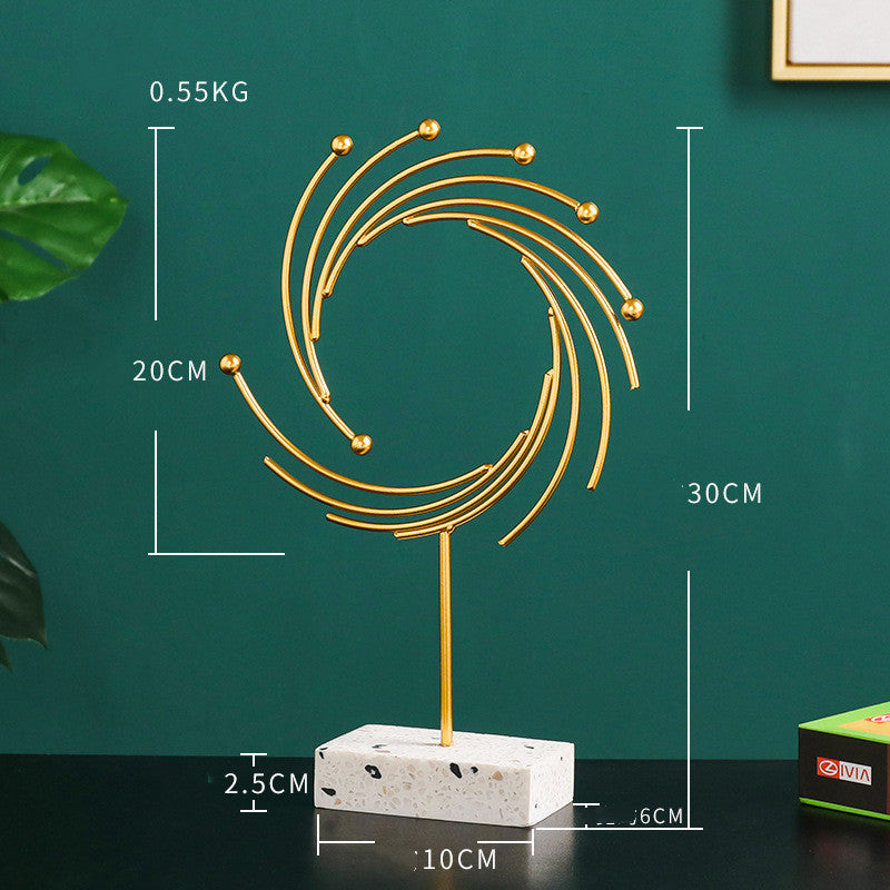 Nordic Style Gold Circle Metal Statue Table Ornament Morden Home Living Room TV