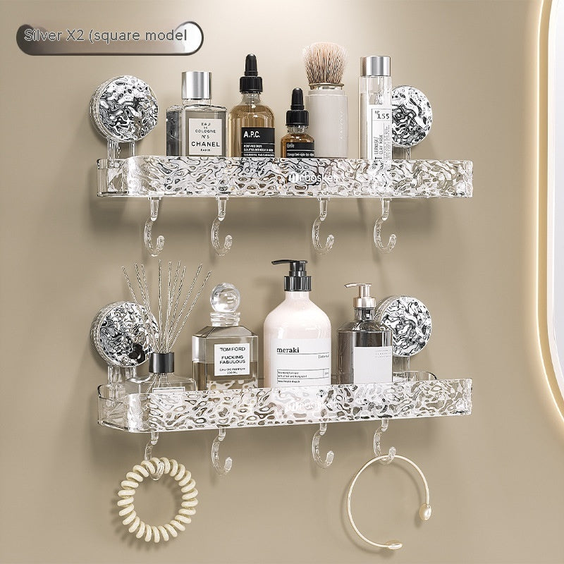 Bathroom Suction Plastic Storage Rack – Wall-Mounted, No-Drill Organizer