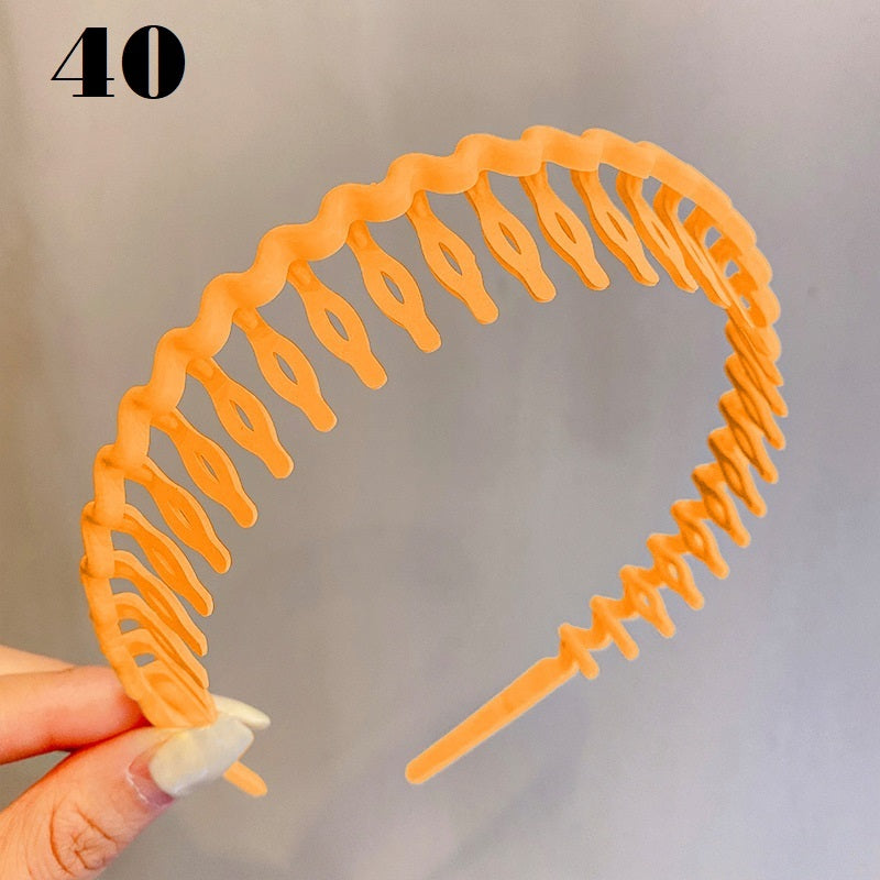 Simple Serrated Non-slip Solid Color Hair Headband