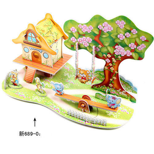 Children's 3D Three Dimensional Puzzle Paper Educational Toys Diy Building Hut