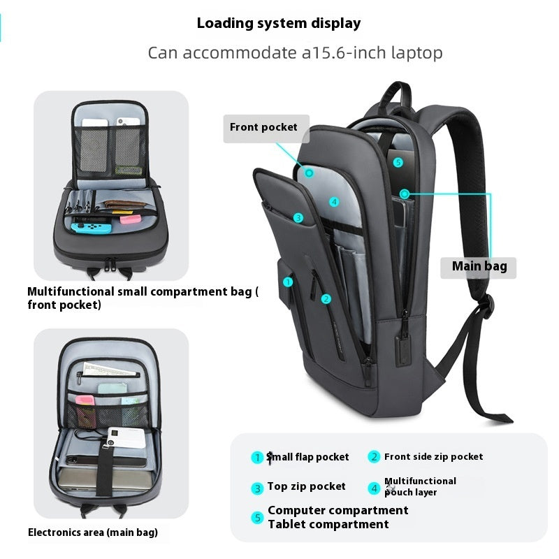 Men's Solid Lightweight Oxford Backpack Crossbody Travel