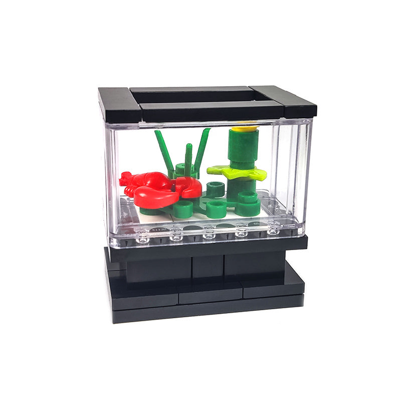 Small Particle Building Blocks Creative Small Scene Fish Tank Pet Box Small Living Room Home Interior Decoration Toy Ornaments