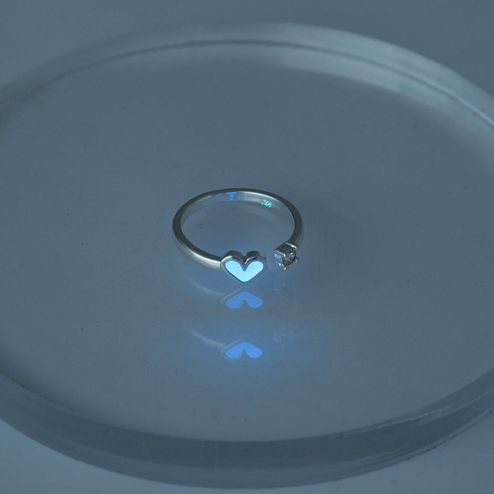 Jewelry Ring Halloween Dark Blue Heart-shaped Zircon