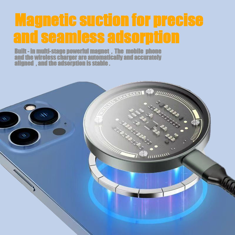 15W Magnetic Wireless Charger – MagSafe-Compatible Qi Fast Charge for iPhone 12–16