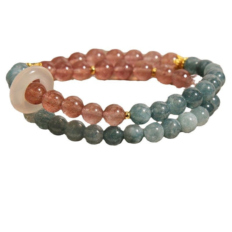 Natural Stone Blue Water Jade Double Ring Bracelet