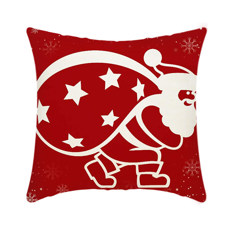 Short Plush Christmas Cushion Cover 45cm Elk Santa Pillow
