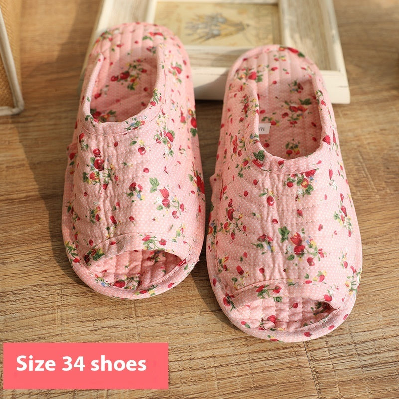 Pastoral Fabric Home Cotton Slippers