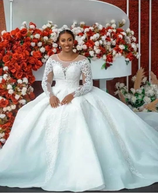 Elegant Long Sleeve Ball Gown Wedding Dress