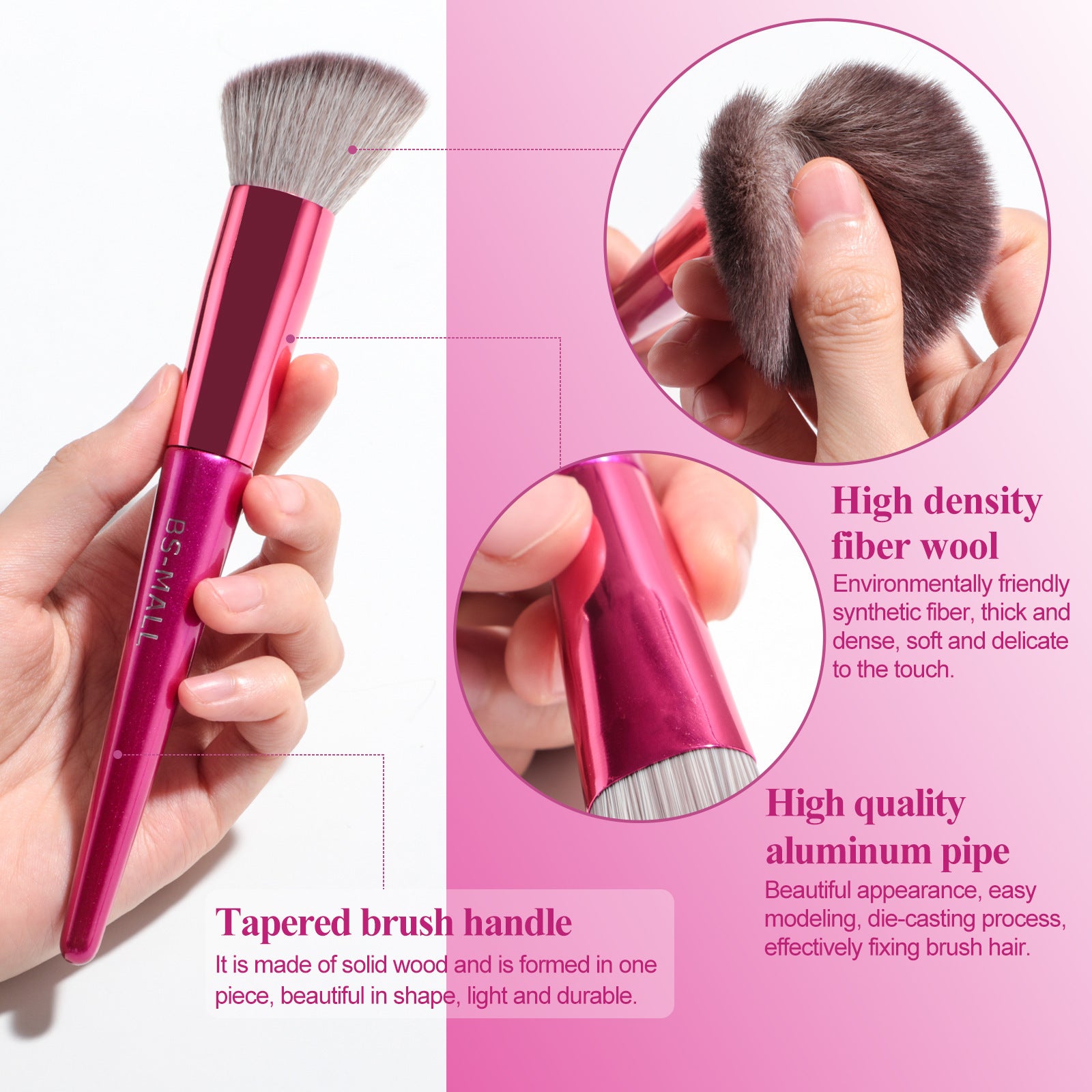 18-Piece Red Makeup Brush Set – Long Handle Professional Beauty Tools