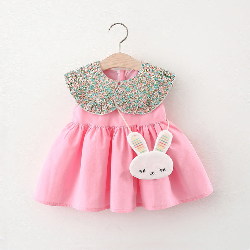 Girls' Sleeveless Dress New Fashionable Solid Color
