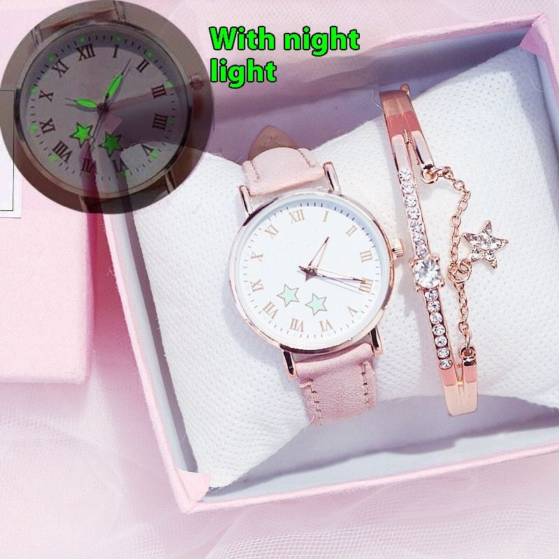 Simple Retro Round Dial Women’s Quartz Electronic Watch