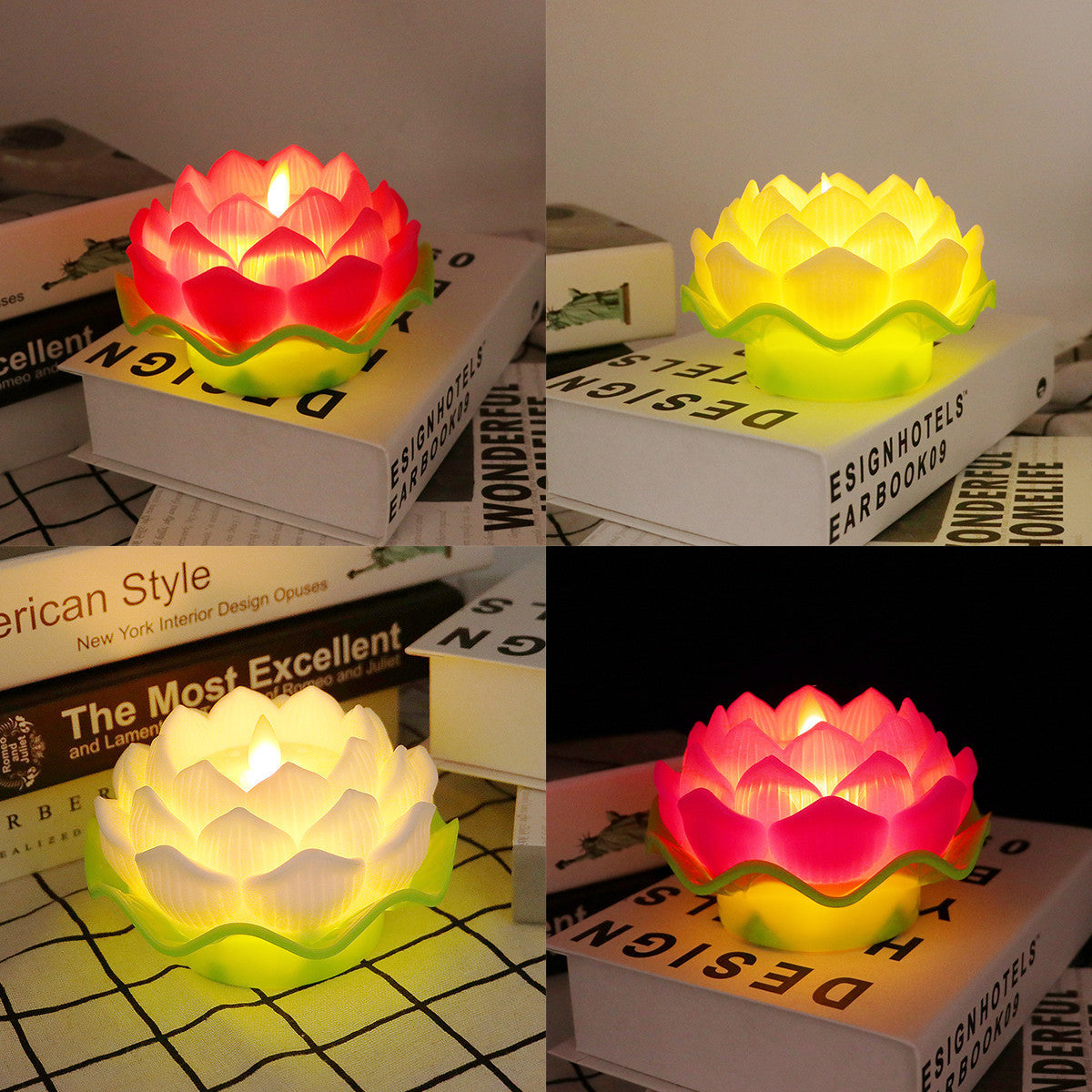 Lotus Lamp LED Candle Light Plastic Luminous Decorative Ornaments