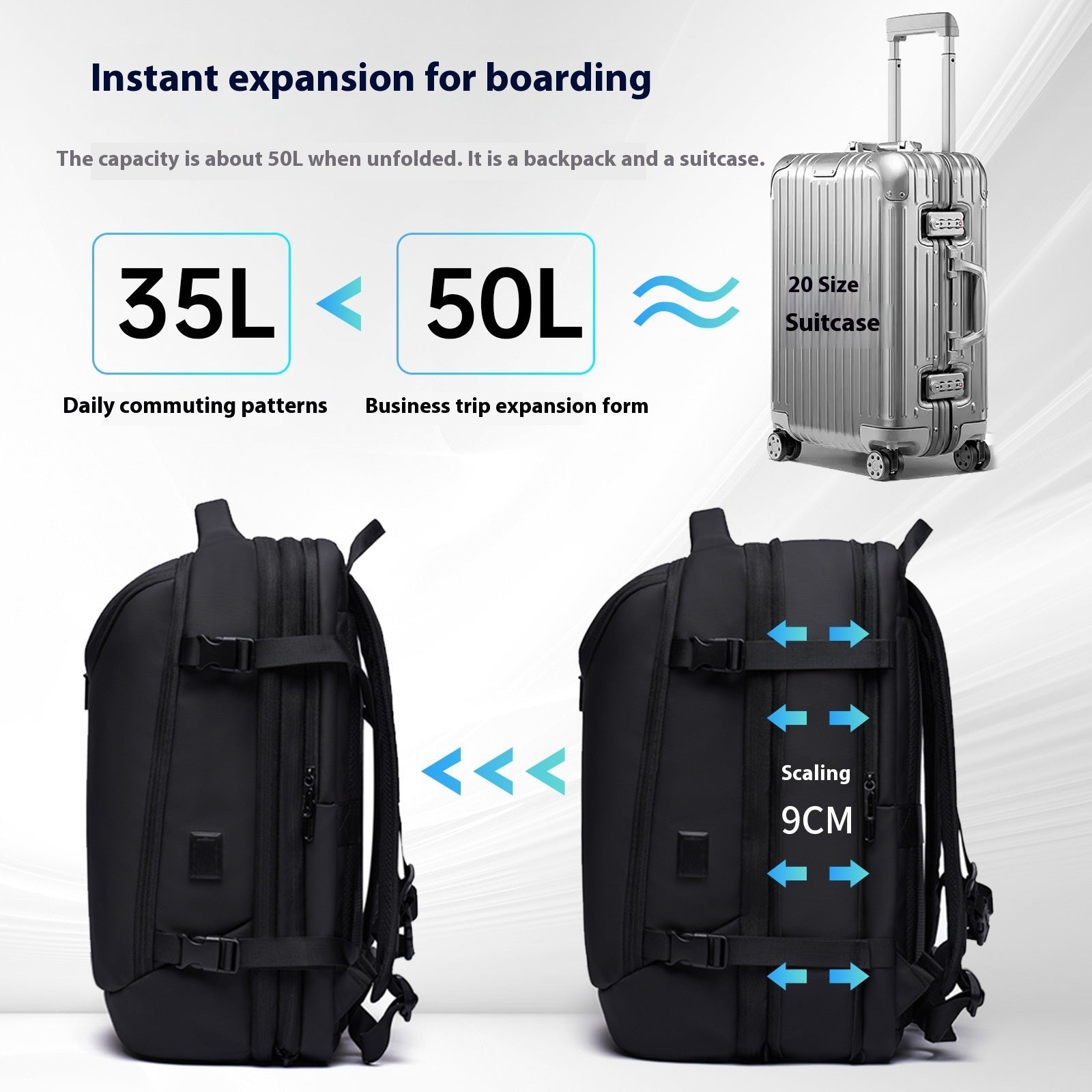 Men's  Vacuum Compression Backpack Multifunctional