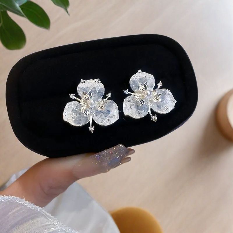 South Korea Blue Butterfly Flower Stud Earrings For Women