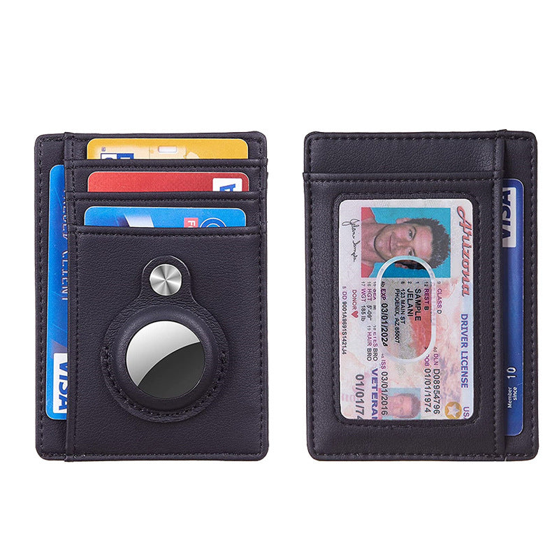 Slim Leather Card Holder For Men Plain Pattern Anti Theft