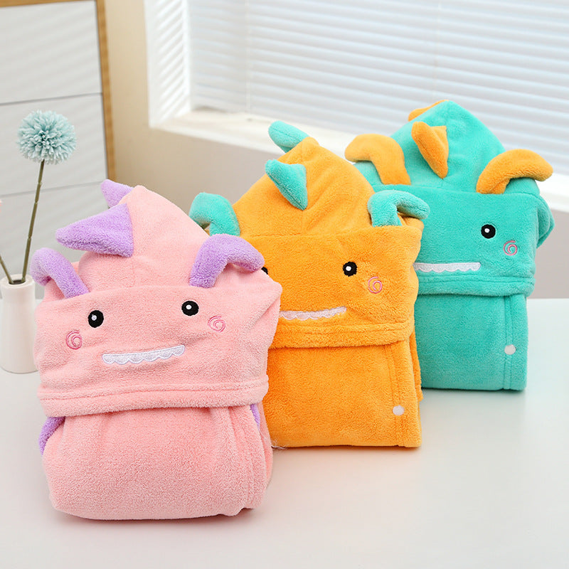 New Dinosaur Children Increase Absorbent Bathrobe With Hood Cloak