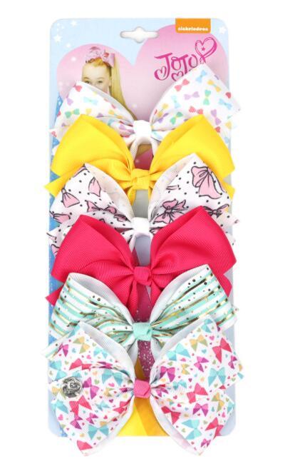 JOJO Style 5-Inch Bow Hairpin Set for Girls – 6-Piece Colorful Hair Clip Collection