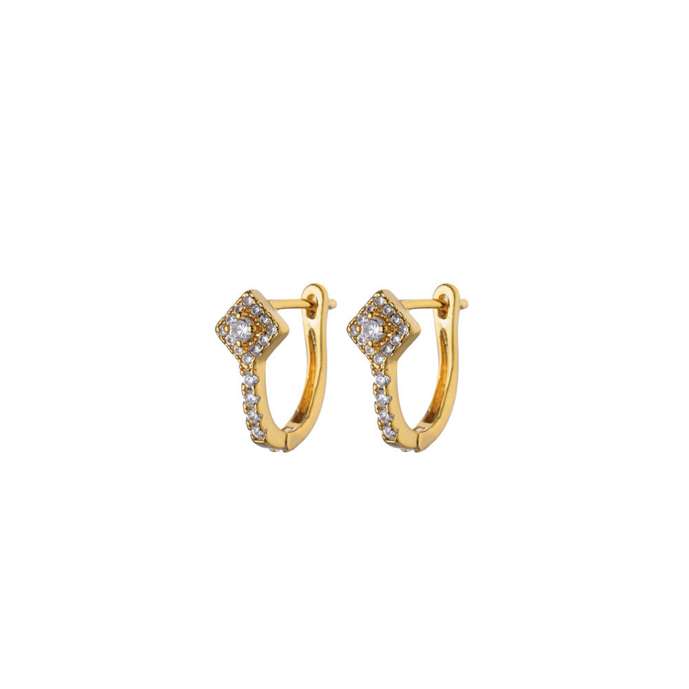 Exquisite Geometric Inlaid Zircon Earrings