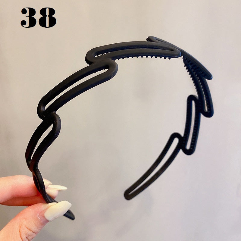 Simple Serrated Non-slip Solid Color Hair Headband