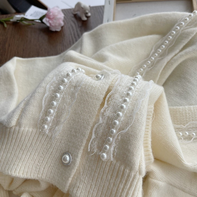 Retro Style Pearl Button Sweater Jacket Women