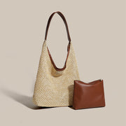 Retro Straw Woven Tote Bag – Large Capacity Shoulder Beach Bag