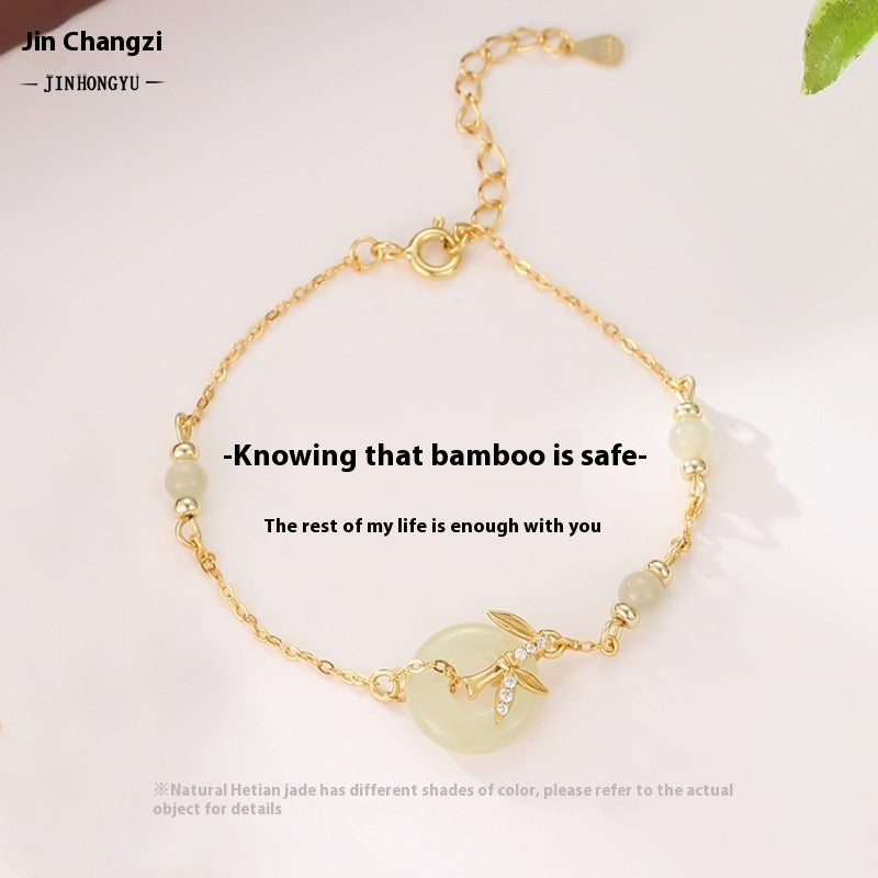 Women's Hetian Jade Safety Buckle Bracelet